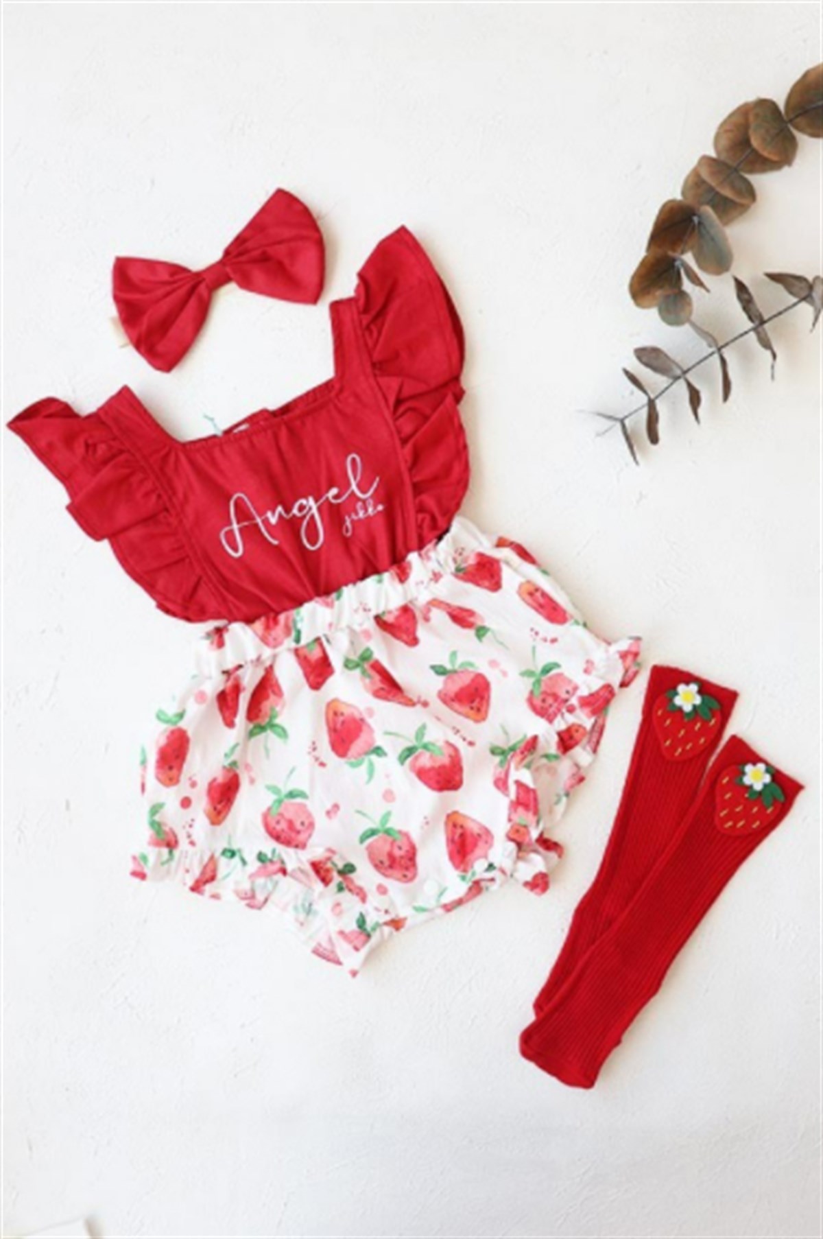 Çilek Konsept Bebek Romper Özel Set