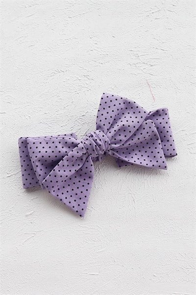 Eflatun Renkli Puanlı Bebek Fiyonk Bandana