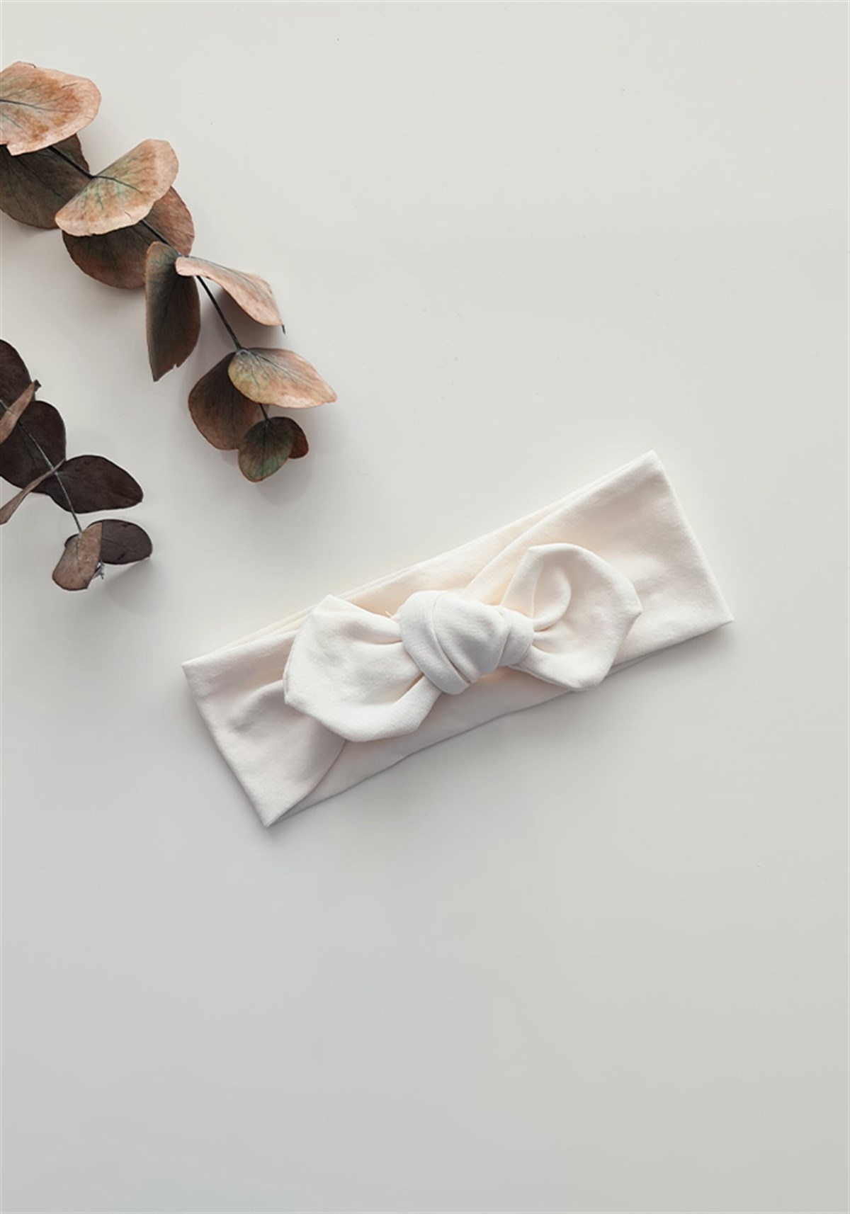 Ekru Renkli Bebek Tavşan Kulak Bandana