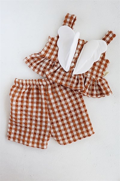 Kahve Renkli Melek Kanatlı Bebek Crop Takım