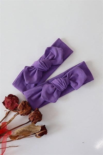Koyu Eflatun Renkli Bebek Tavşan Kulak Bandana