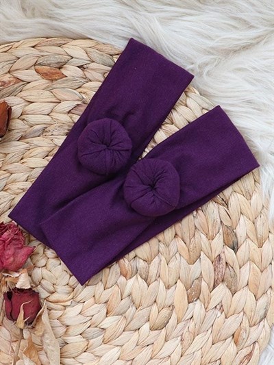 Koyu Mor Renkli Puanlı Bebek Donut Bandana