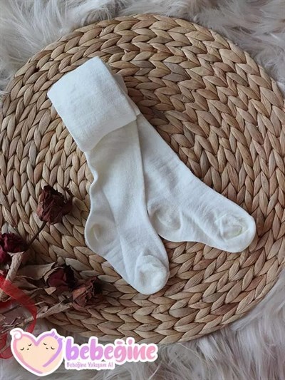 Krem Renkli Bebek Külotlu Çorap