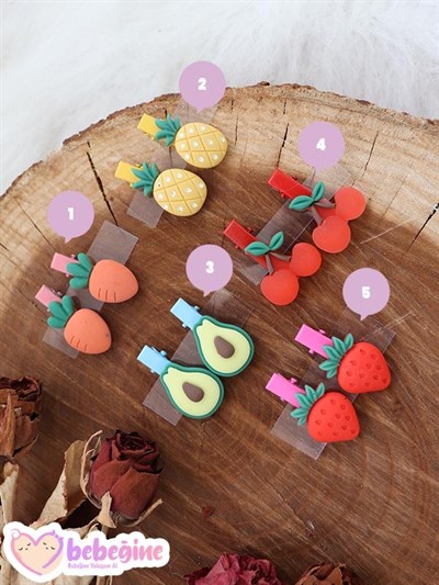 Meyve Figürlü İkili Mini Klips Toka