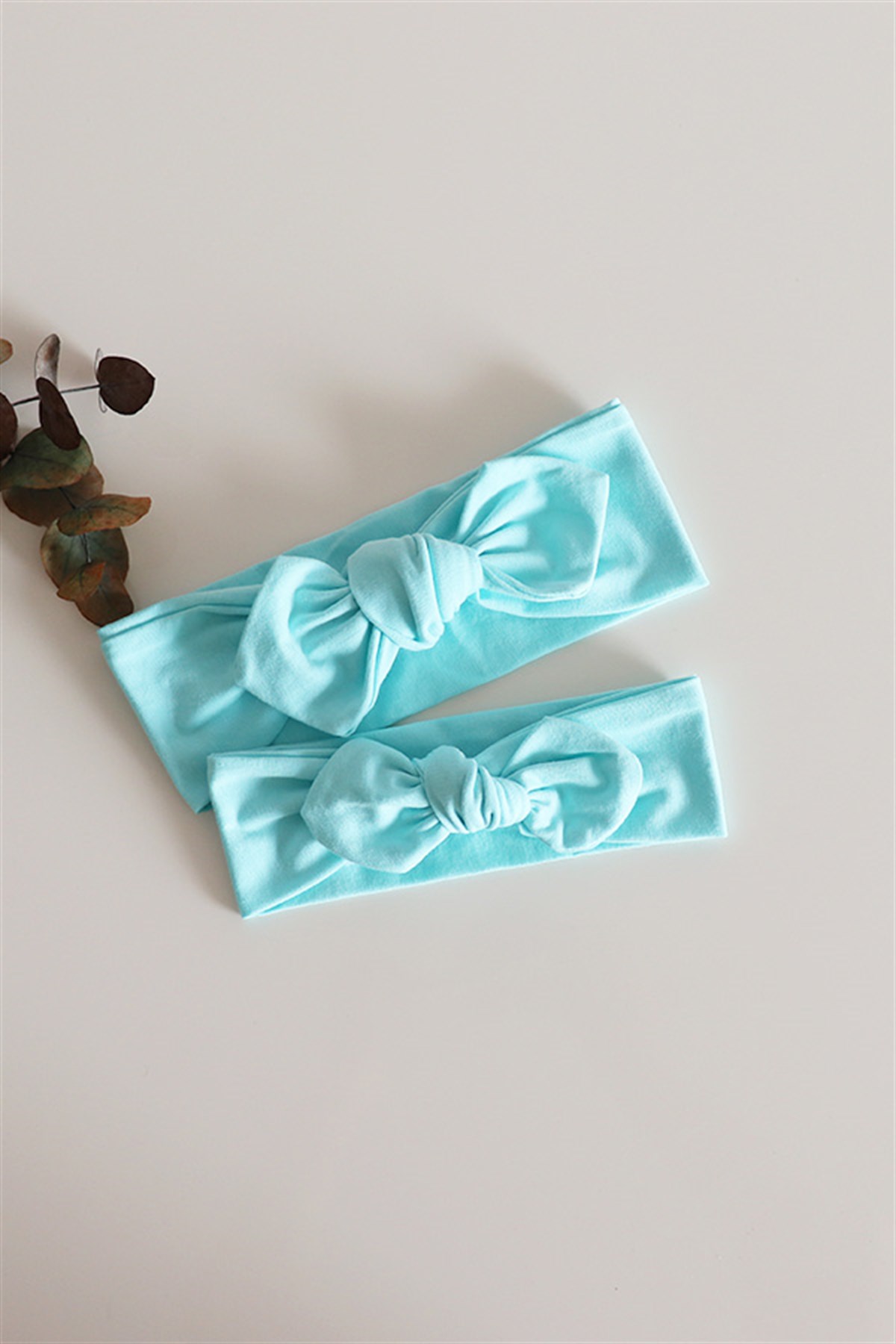 Mint Renkli Anne - Bebek Tavşan Kulak Bandana