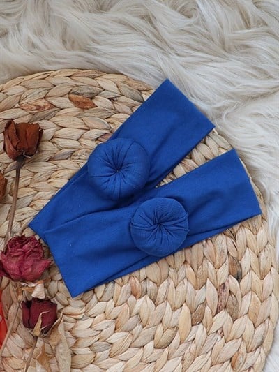 Petrol Mavisi Renkli Puanlı Bebek Donut Bandana