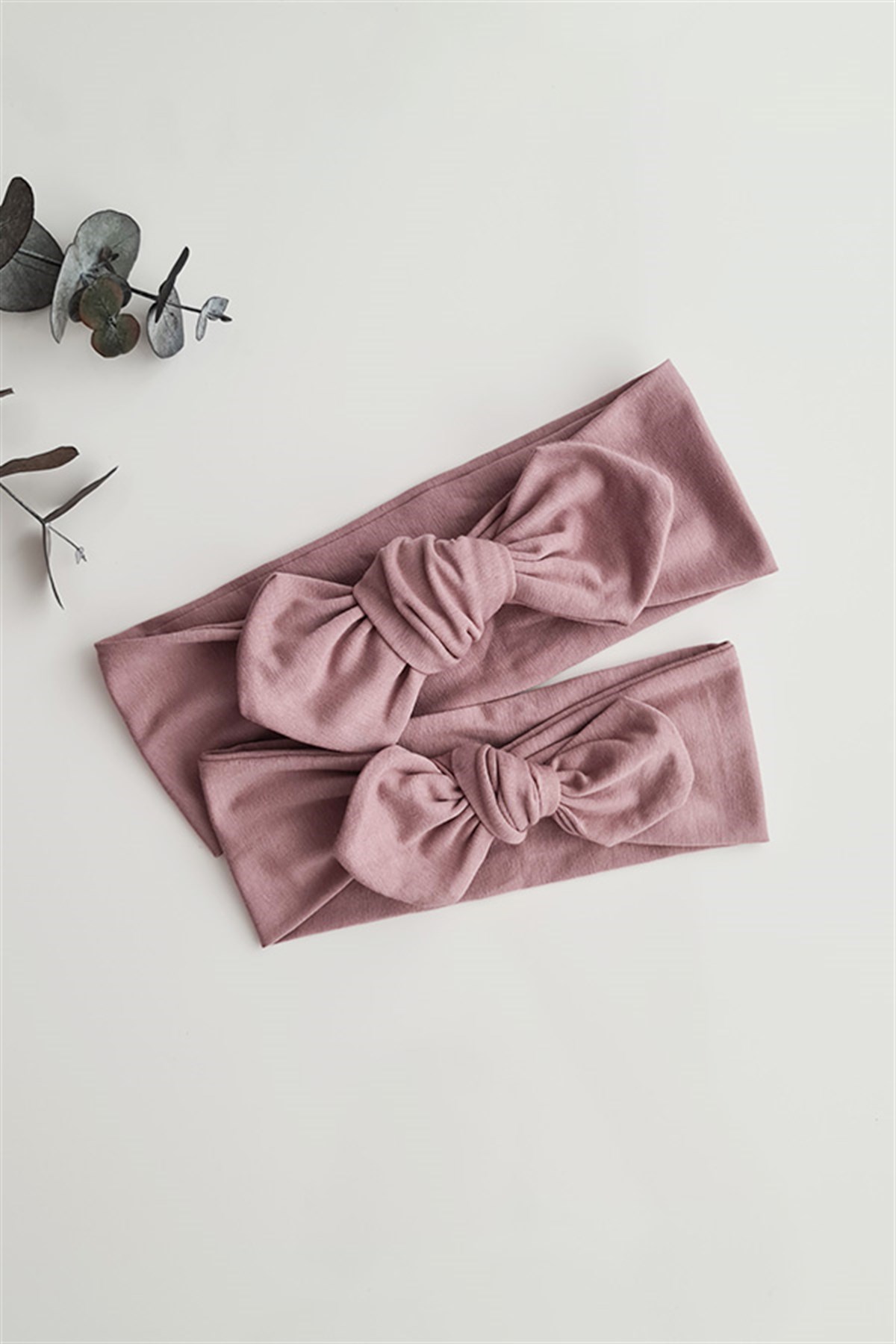 Pudra Renkli Anne - Bebek Tavşan Kulak Bandana
