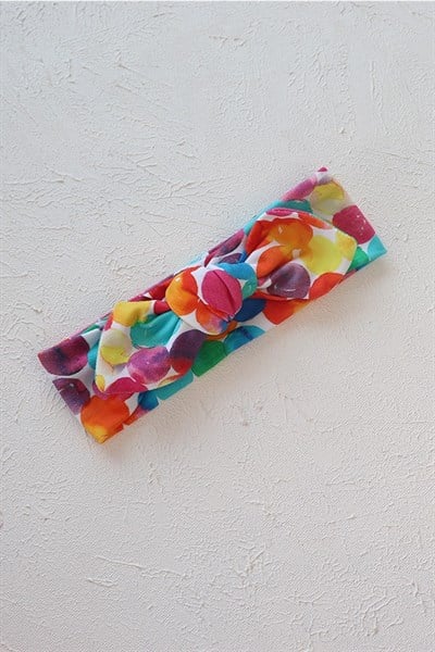 Rengarenk Büyük Puanlı Bebek Tavşan Kulak Bandana