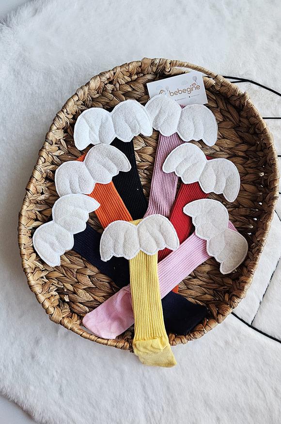 Rengarenk Melek Kanadı Figürlü Bebek Dizaltı Çorap Yeni