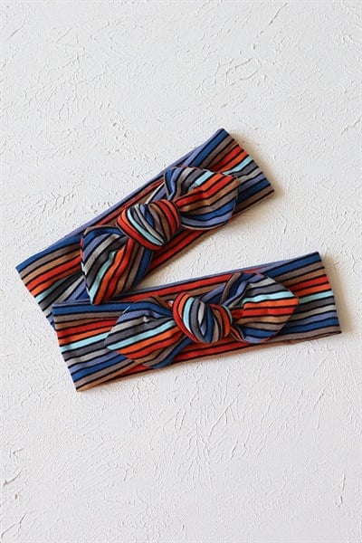 Renkli Çizgi Desenli Bebek Tavşan Kulak Bandana