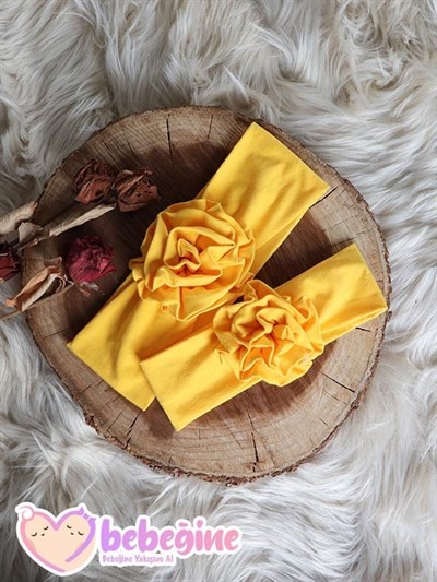 Sarı Çiçek Bandana Anne – Bebek Takım (6-12 Ay)