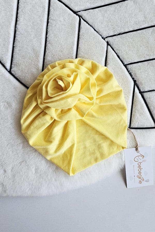 Sarı Renkli Bebek Çiçek Bone