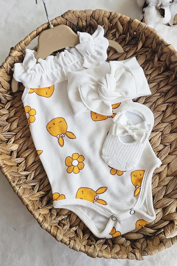 Sarı Tavşan Desenli Zıbın Şort Özel set