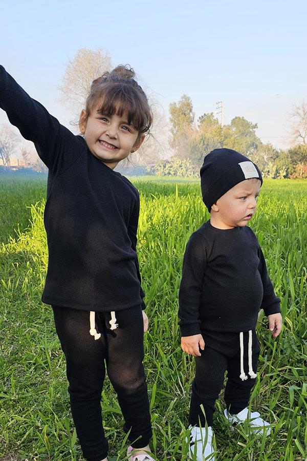 Siyah Renkli Bereli Ribana Alt Üst Takım