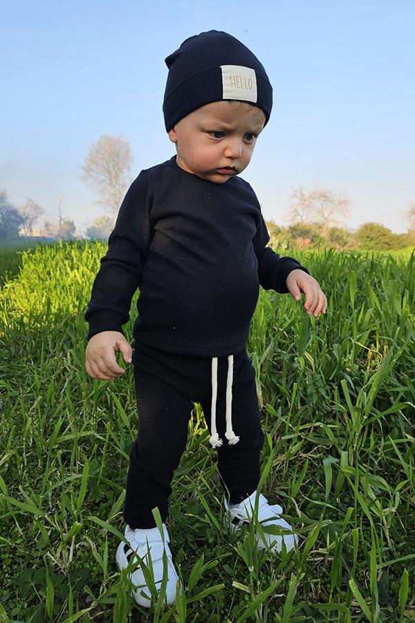 Siyah Renkli Bereli Ribana Alt Üst Takım