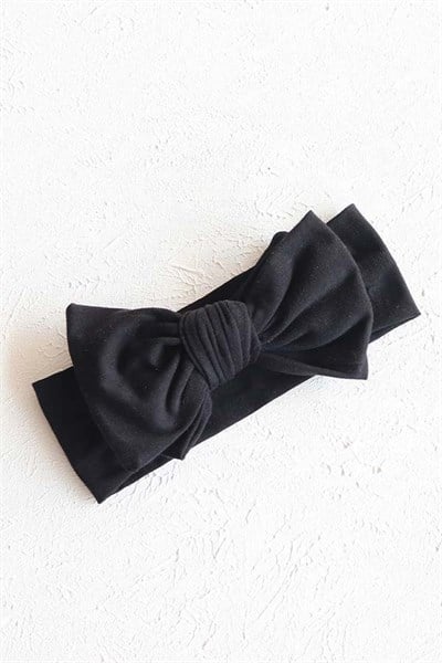 Siyah Renkli Fiyonk Penye Bandana
