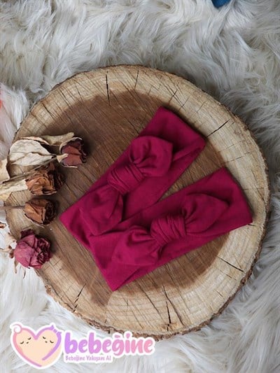 Vişne Renkli Bebek Tavşan Kulak Bandana