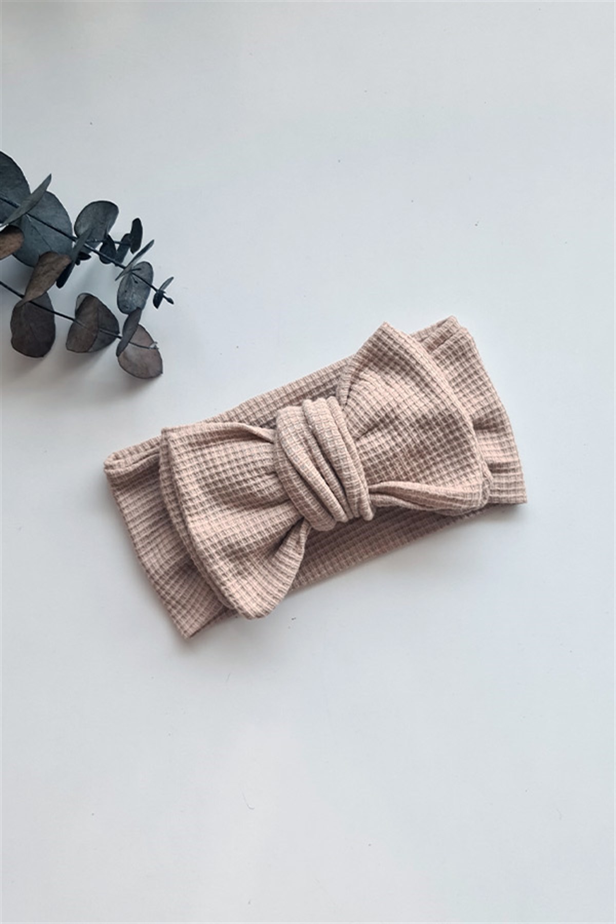 Yeni Bej Renkli Waffle Penye XXL Fiyonk Bandana