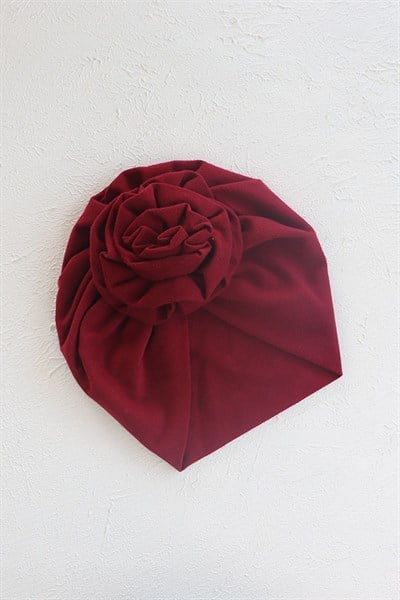 Yeni Bordo Rengi Bebek Çiçek Bone