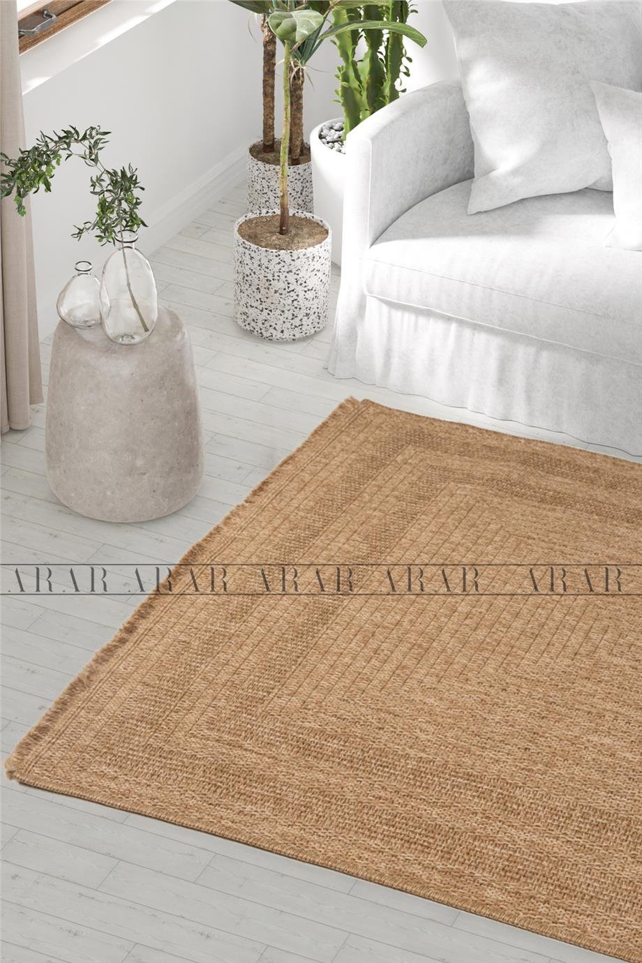 Sedir 668 Bej Jüt&Sisal Dokuma Tabanlı Antitoz Halı