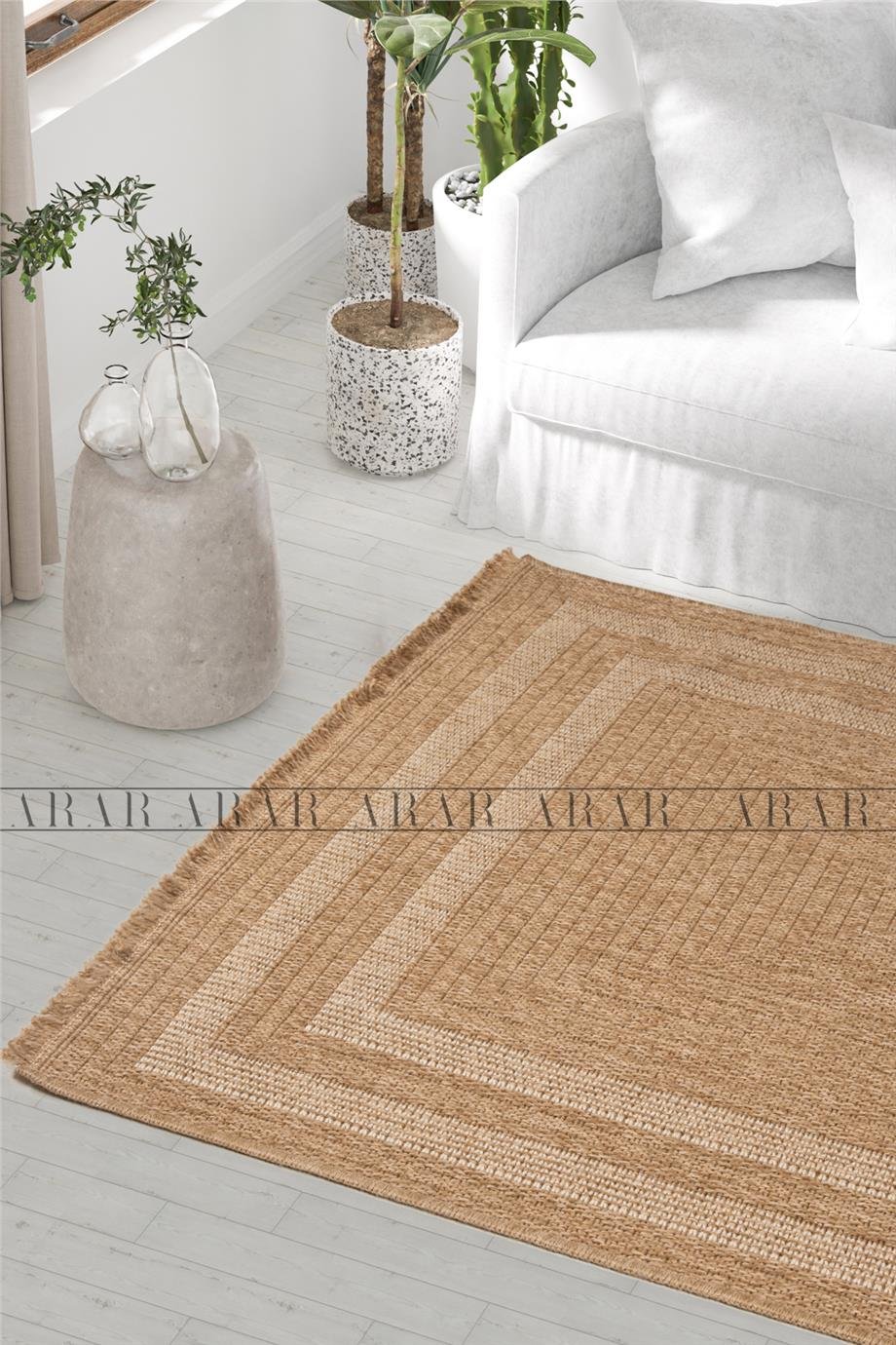 Sedir 668 Beyaz Jüt&Sisal Dokuma Tabanlı Antitoz Halı