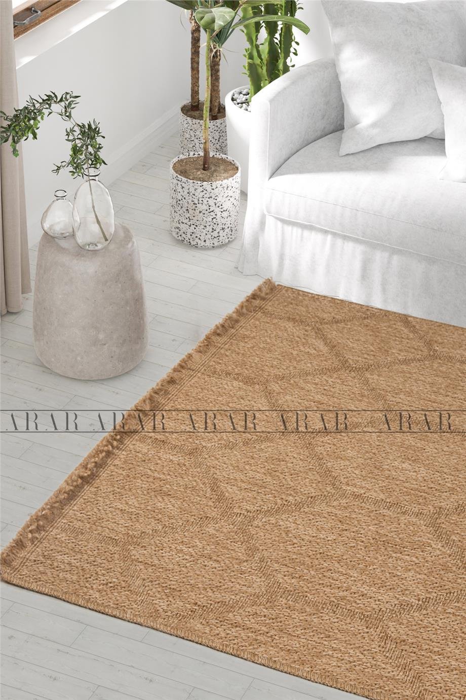 Sedir 669 Bej Jüt&Sisal Dokuma Tabanlı Antitoz Halı