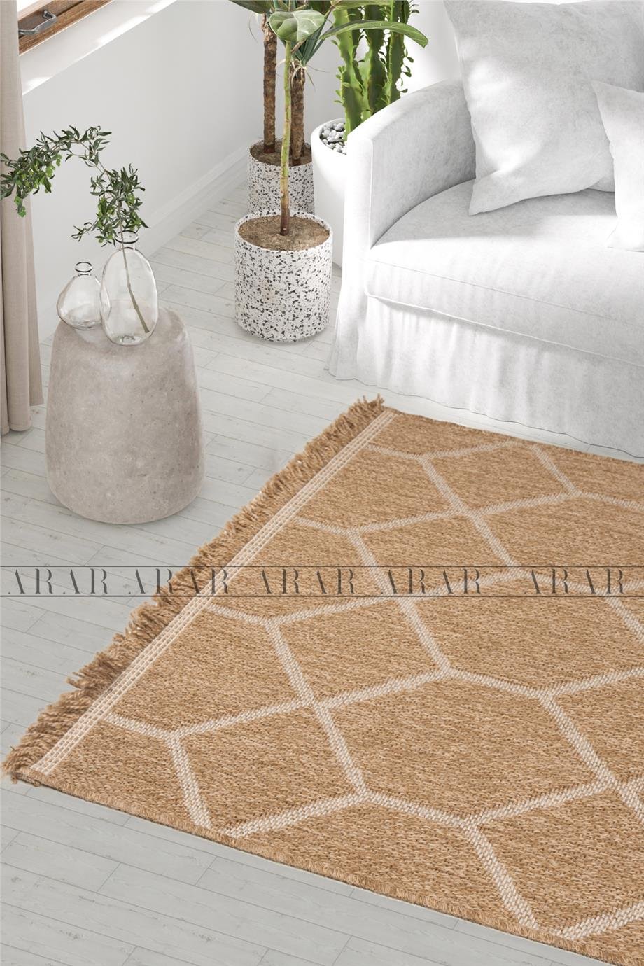 Sedir 669 Beyaz Jüt&Sisal Dokuma Tabanlı Antitoz Halı