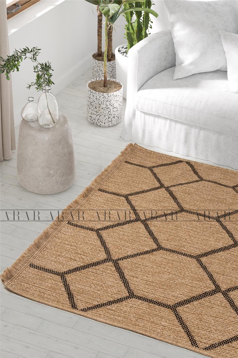 Sedir 669 Siyah Jüt&Sisal Dokuma Tabanlı Antitoz Halı