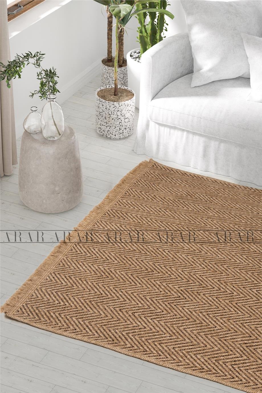 Sedir 671 Kahve Jüt&Sisal Dokuma Tabanlı Antitoz Halı