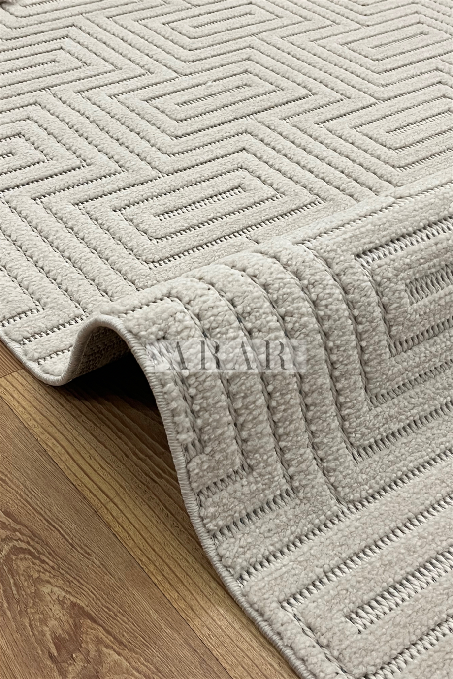 Side 1550-Bej Dokuma Taban Antitoz İskandinav Desenli Halı