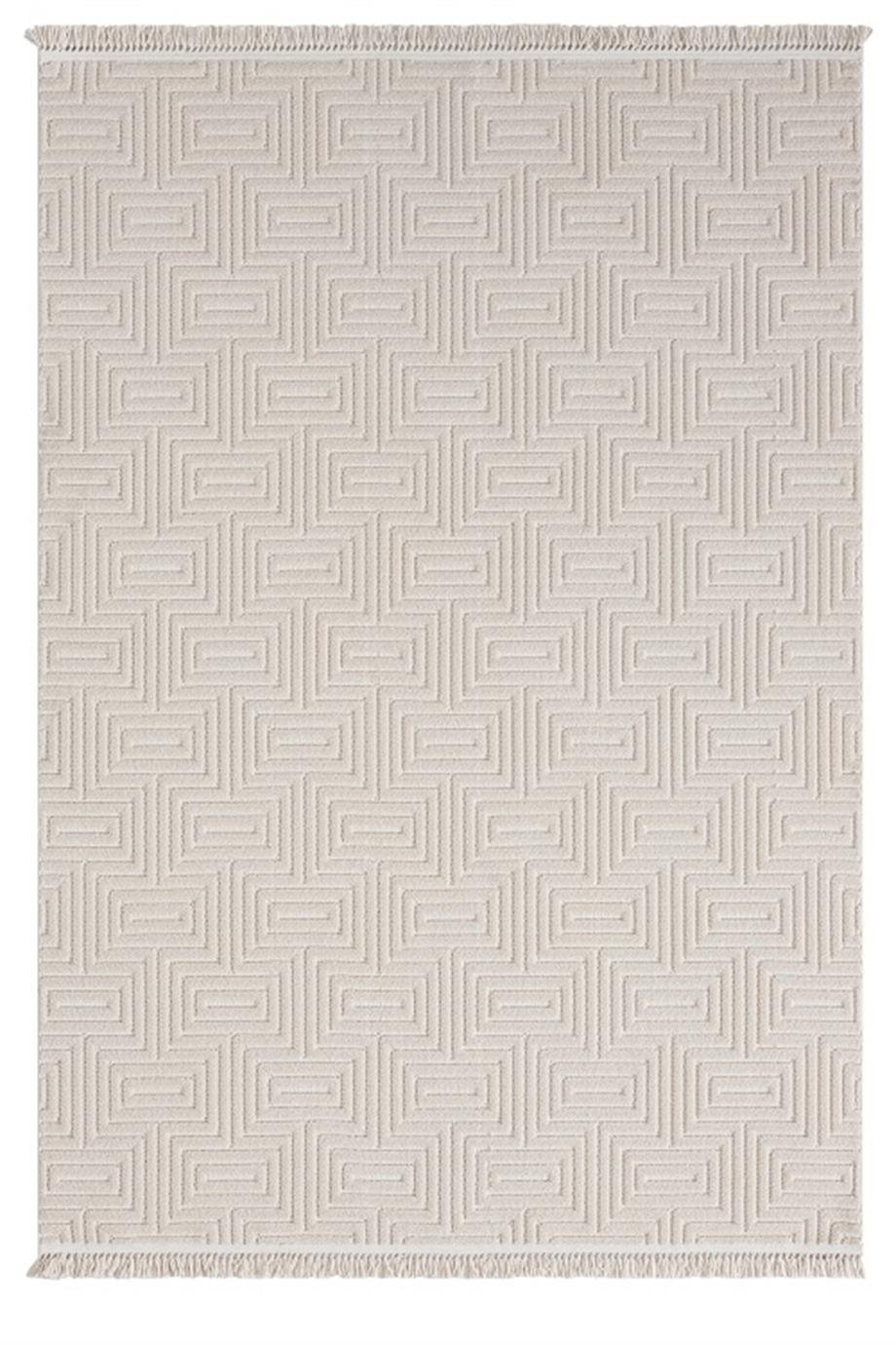 Side 1550-Bej Dokuma Taban Antitoz İskandinav Desenli Halı