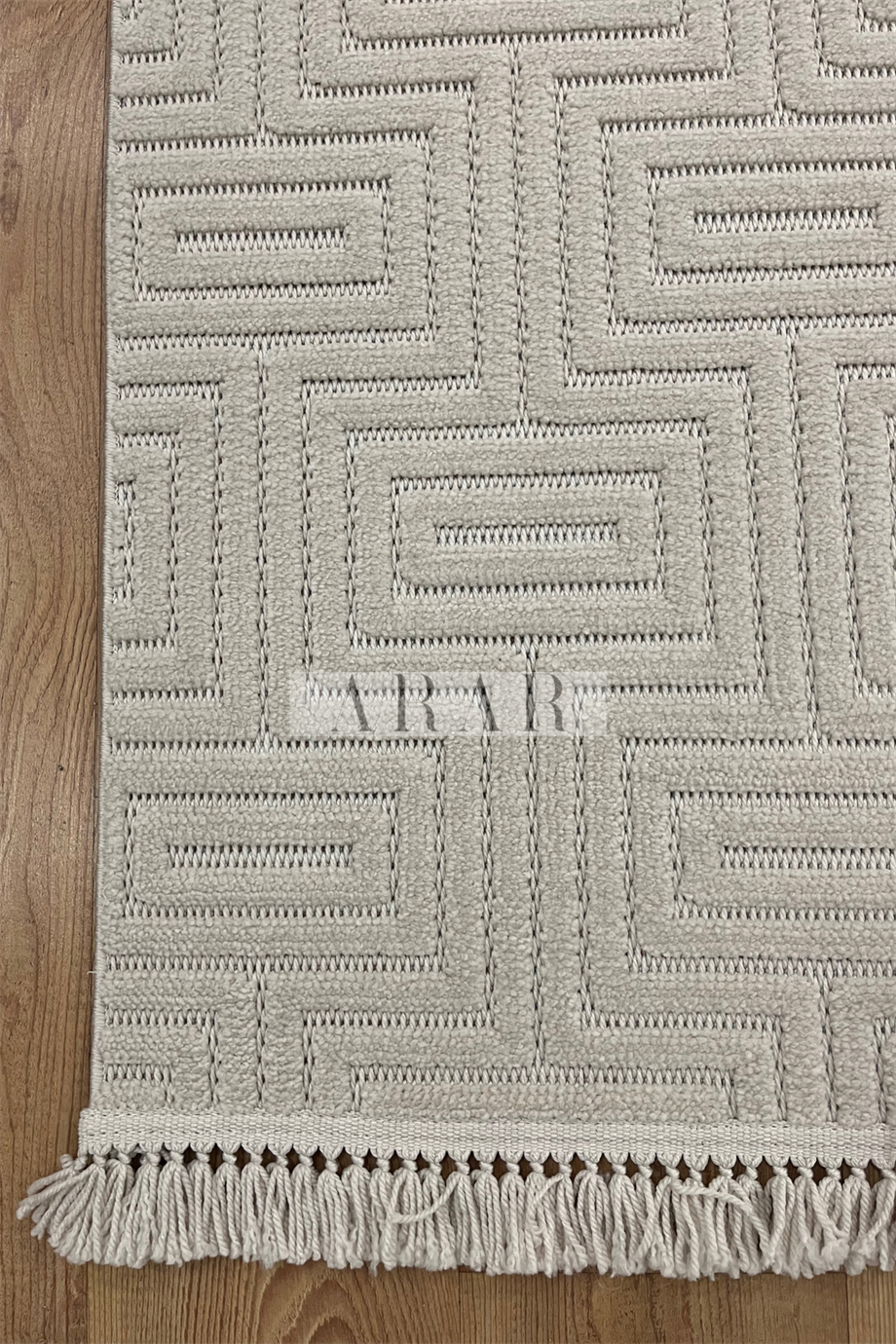 Side 1550-Bej Dokuma Taban Antitoz İskandinav Desenli Halı