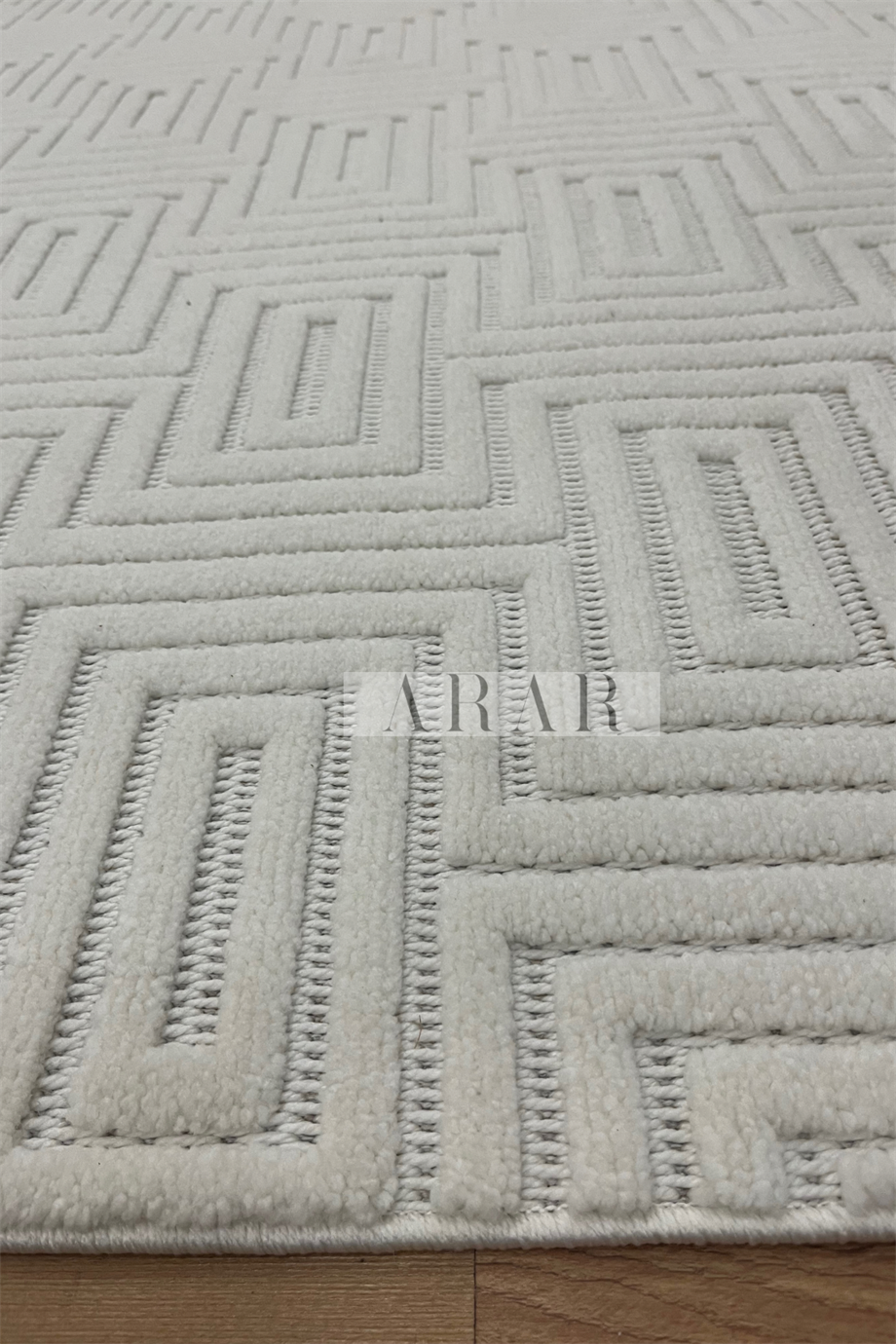 Side 1550-Krem Dokuma Taban Antitoz İskandinav Desenli Halı