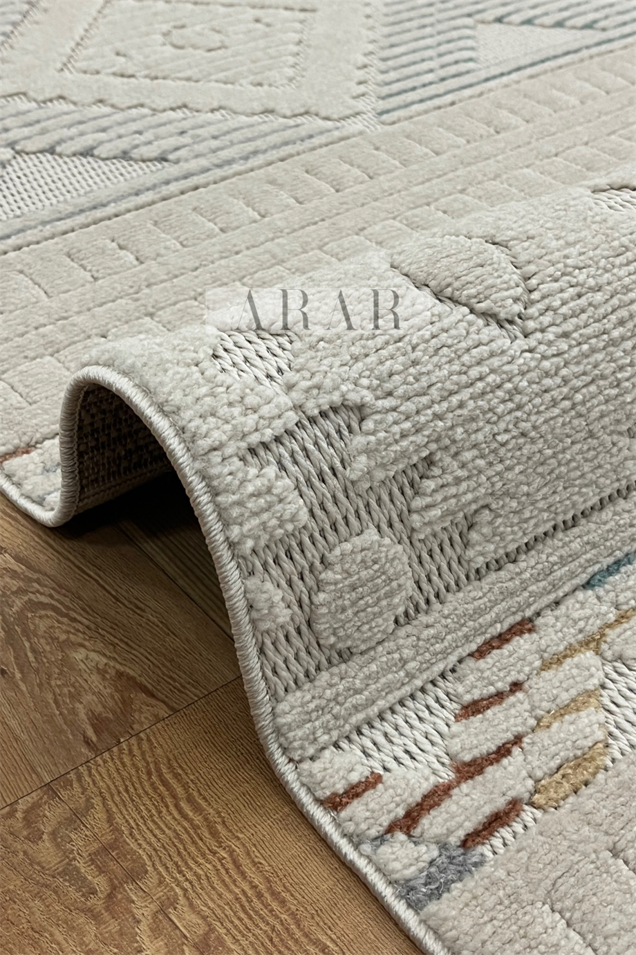 Side 1551 Multi-Bej Dokuma Taban Antitoz İskandinav Desenli Halı