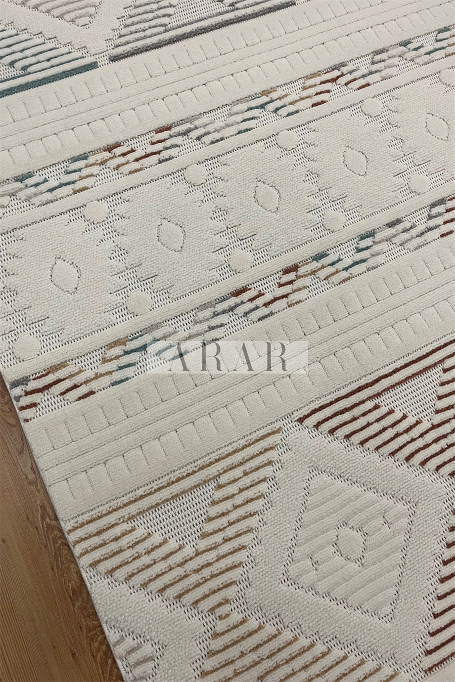 Side 1551 Multi-Krem Dokuma Taban Antitoz İskandinav Desenli Halı