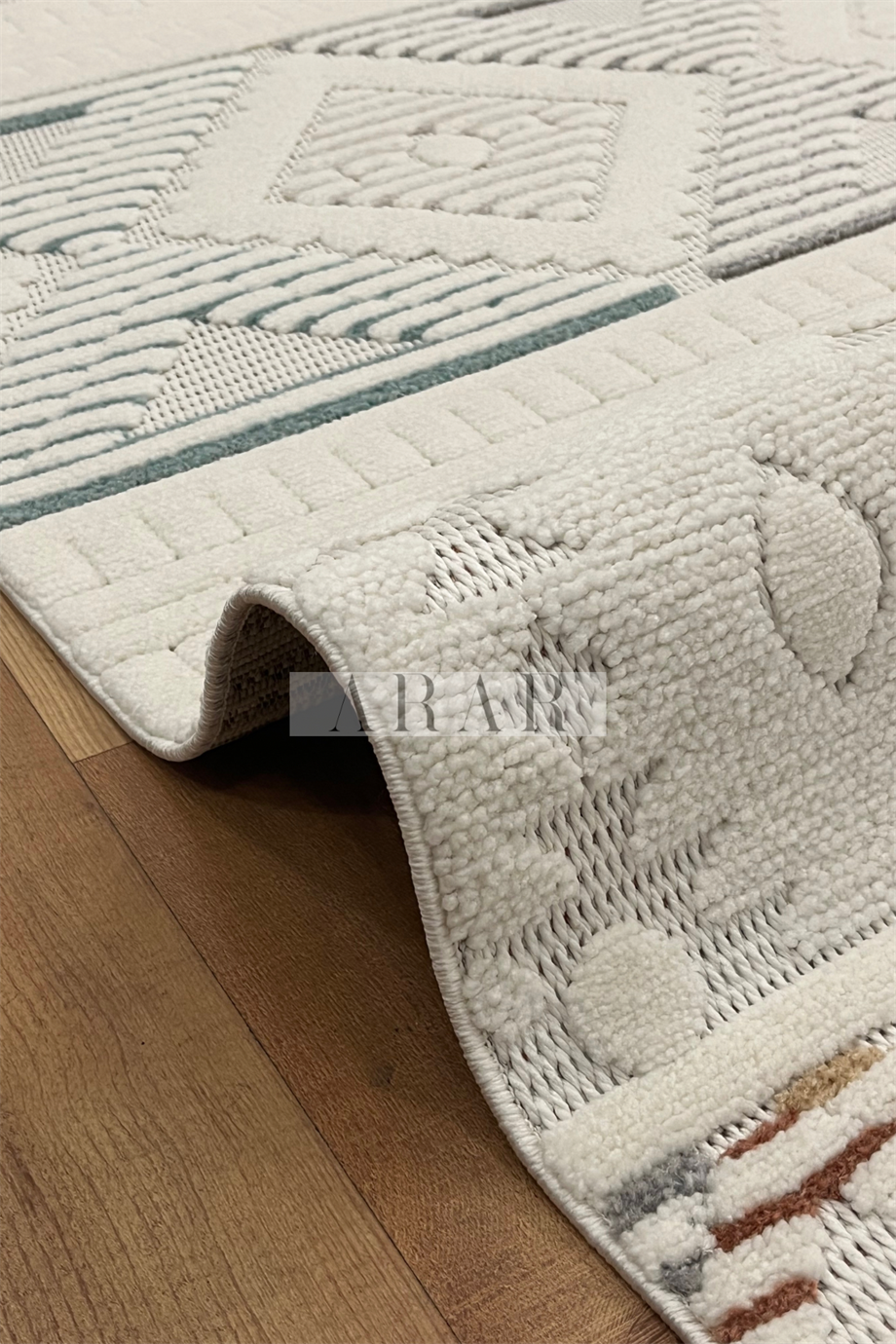 Side 1551 Multi-Krem Dokuma Taban Antitoz İskandinav Desenli Halı