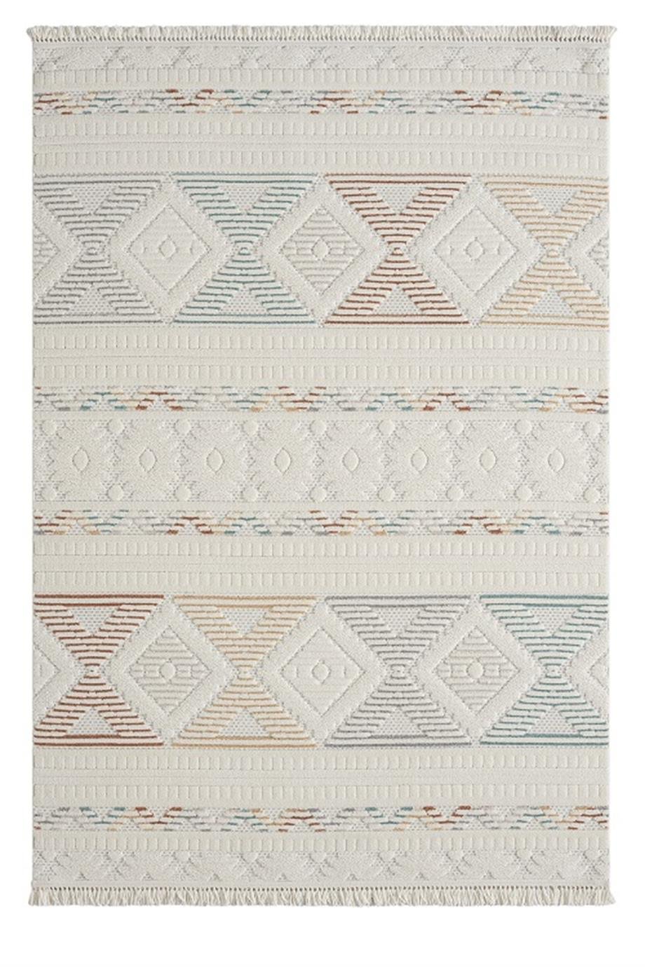 Side 1551 Multi-Krem Dokuma Taban Antitoz İskandinav Desenli Halı