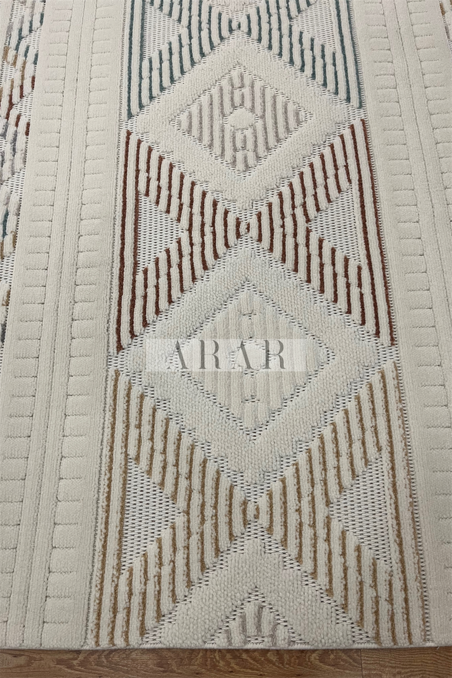 Side 1551 Multi-Krem Dokuma Taban Antitoz İskandinav Desenli Halı