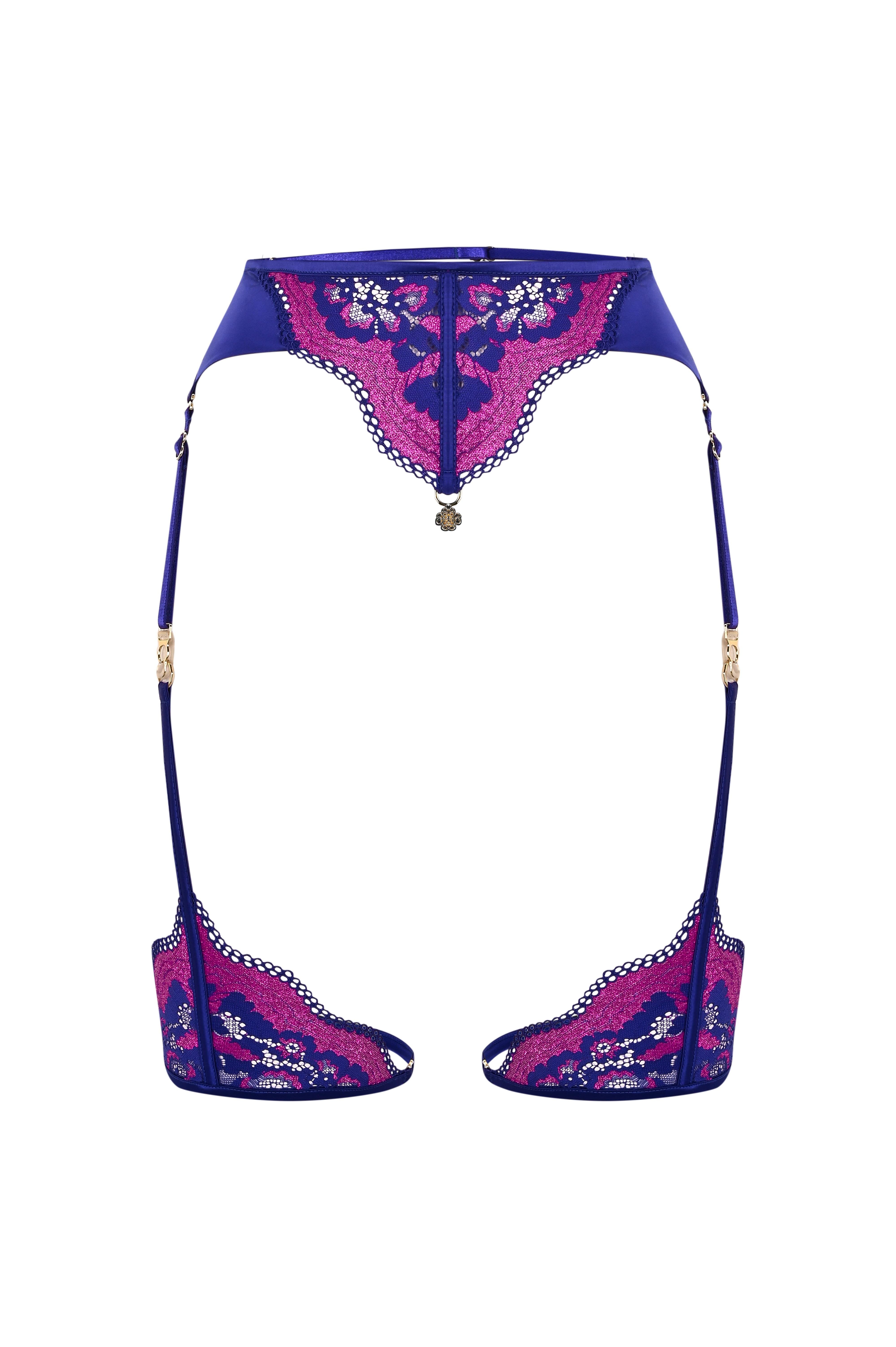 Addria Saks Mavisi Saten Jartiyer ve Bacak Bandı