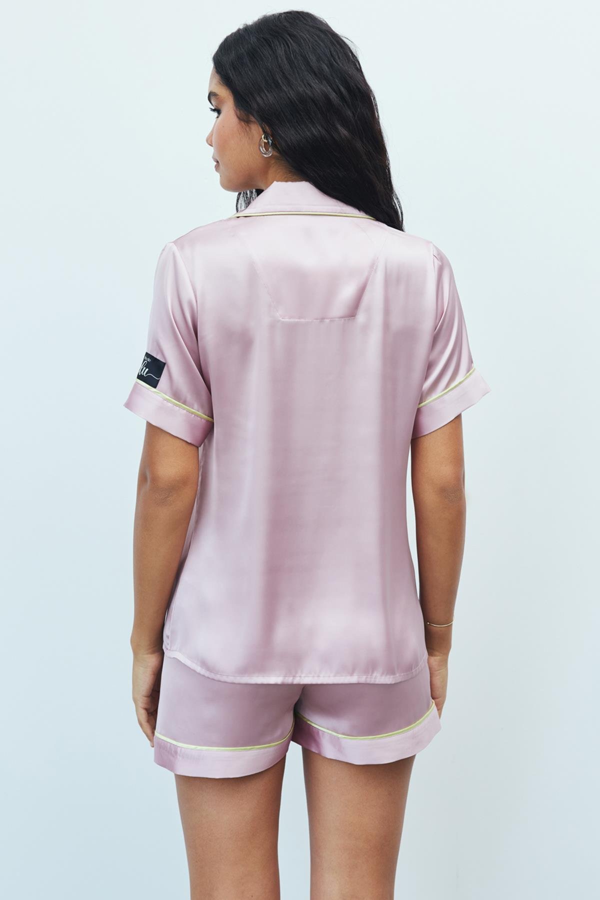 Amoureux Satin Dried Rose Short Pajama Set