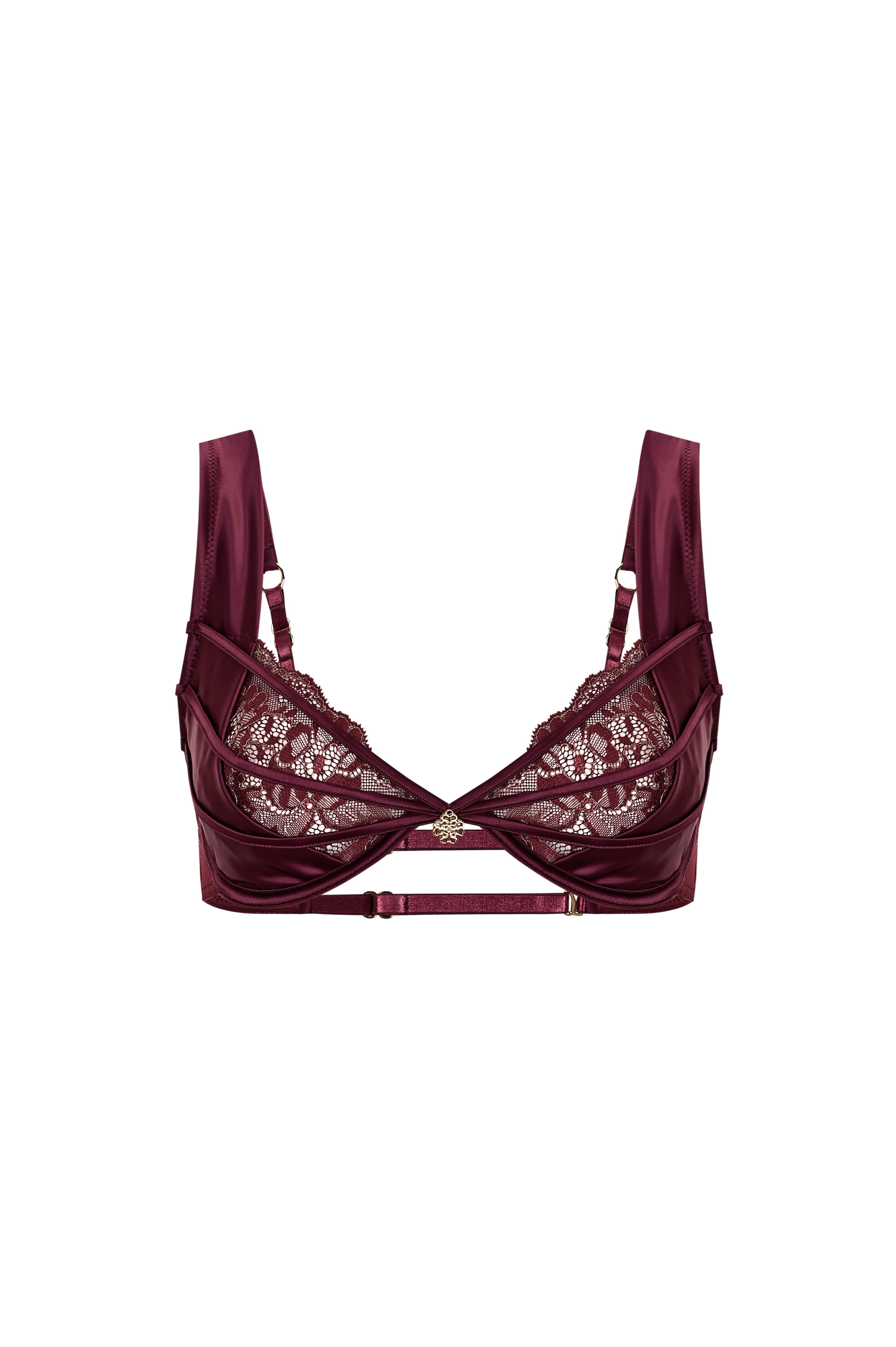 Brigette Bordo Saten Dantelli Balconette Sütyen