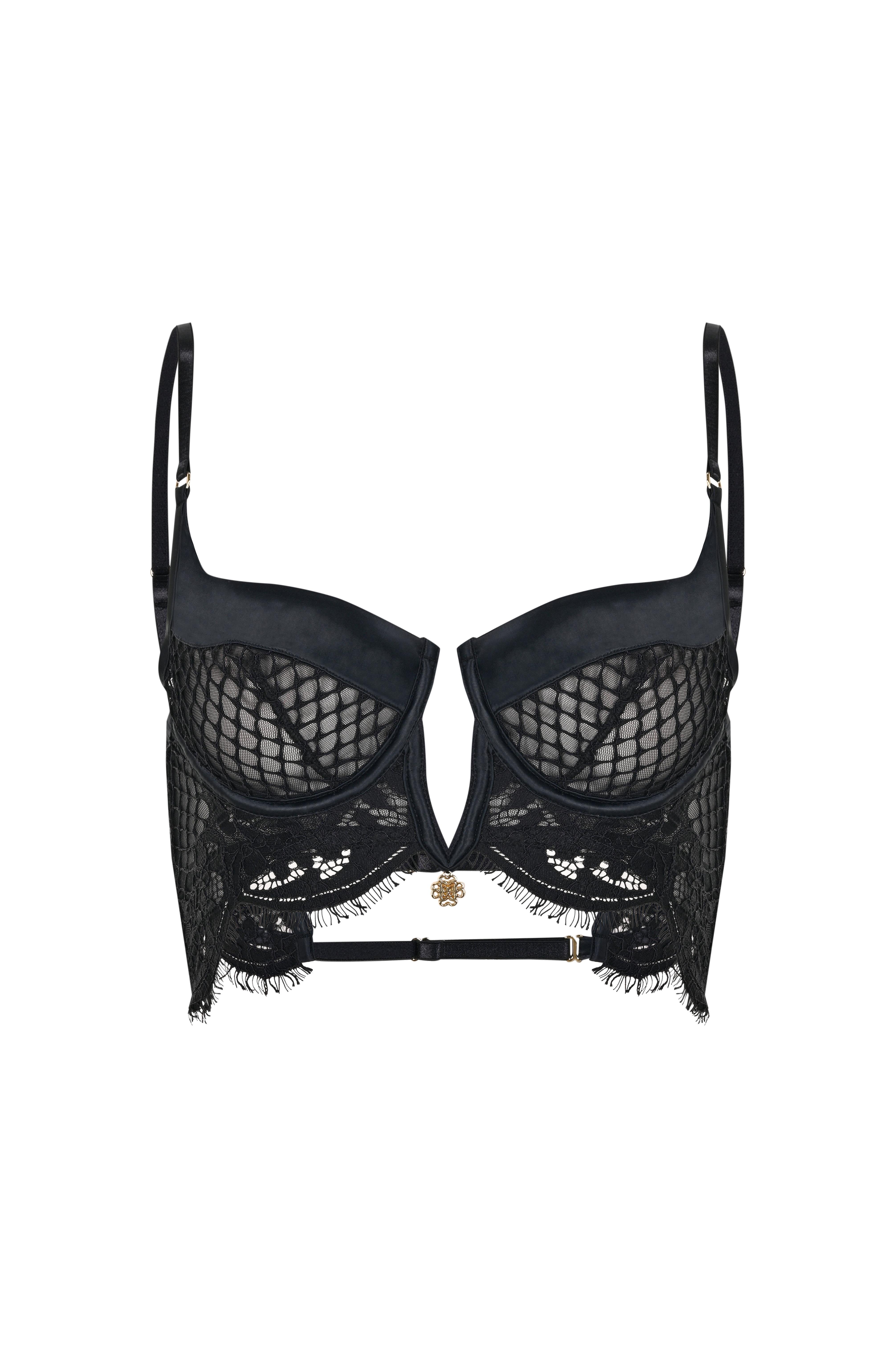 Calla Lily Siyah Dantelli Korseli Sütyen