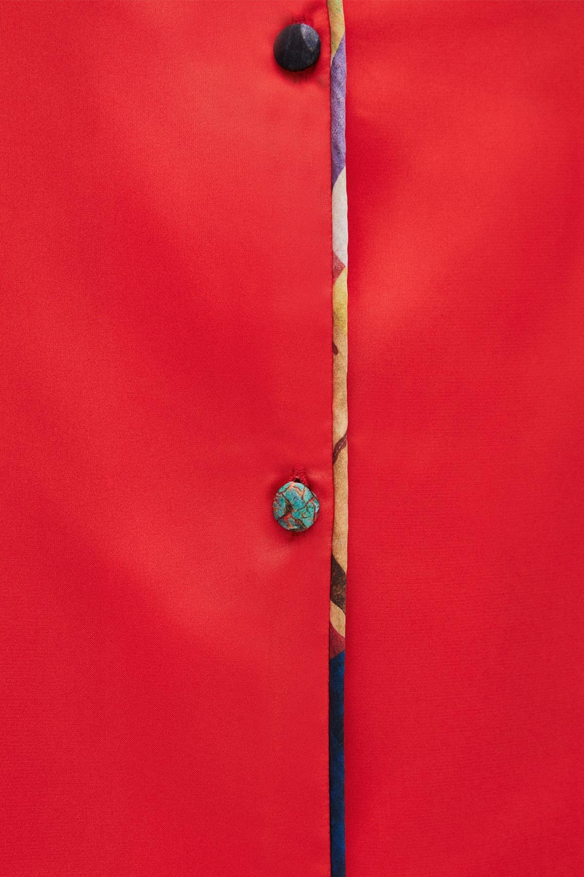 Amour Saten Kiremit Uzun Pijama Takımı