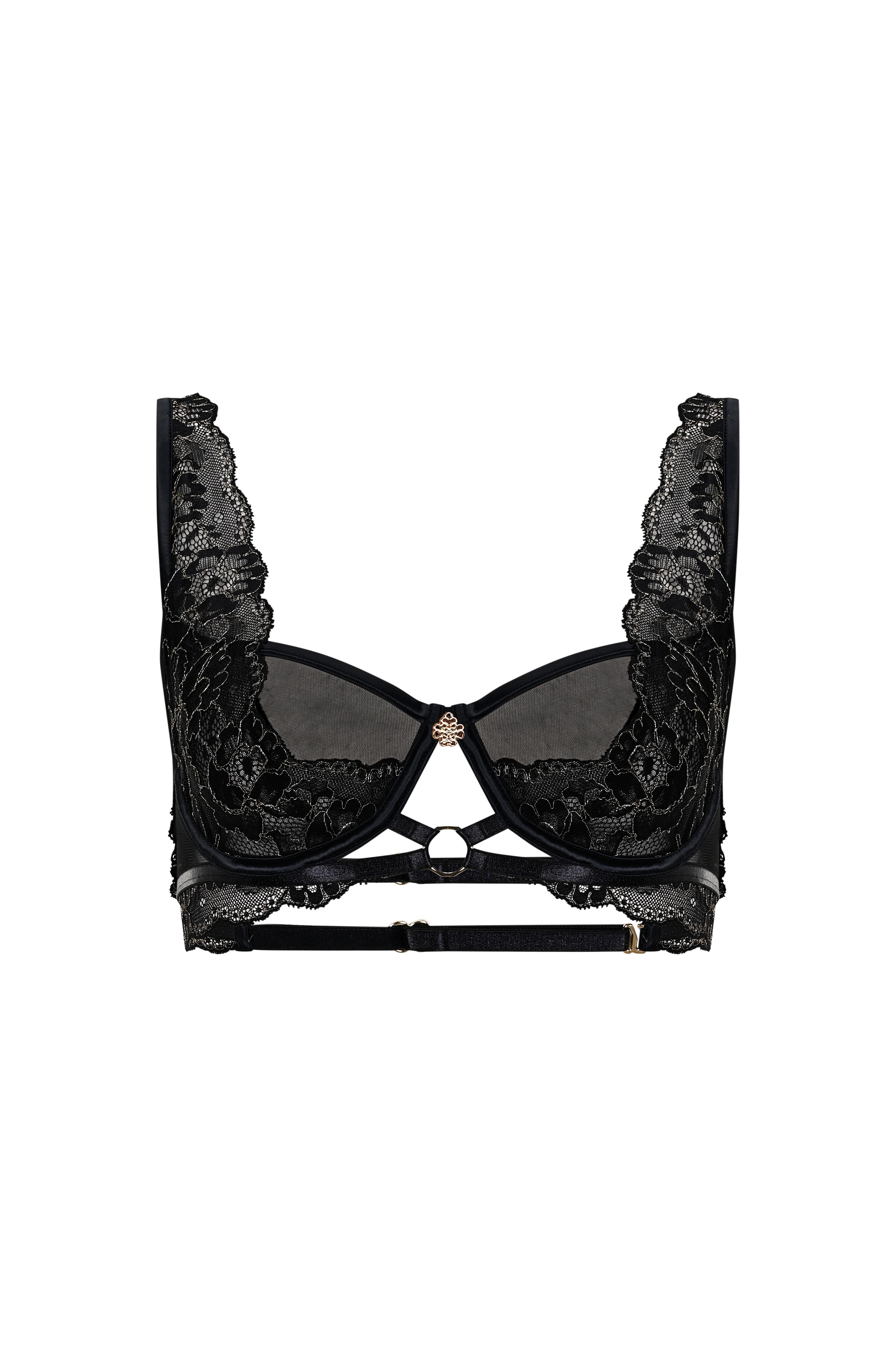 Desarae Siyah Dantelli Tül Balconette Sütyen