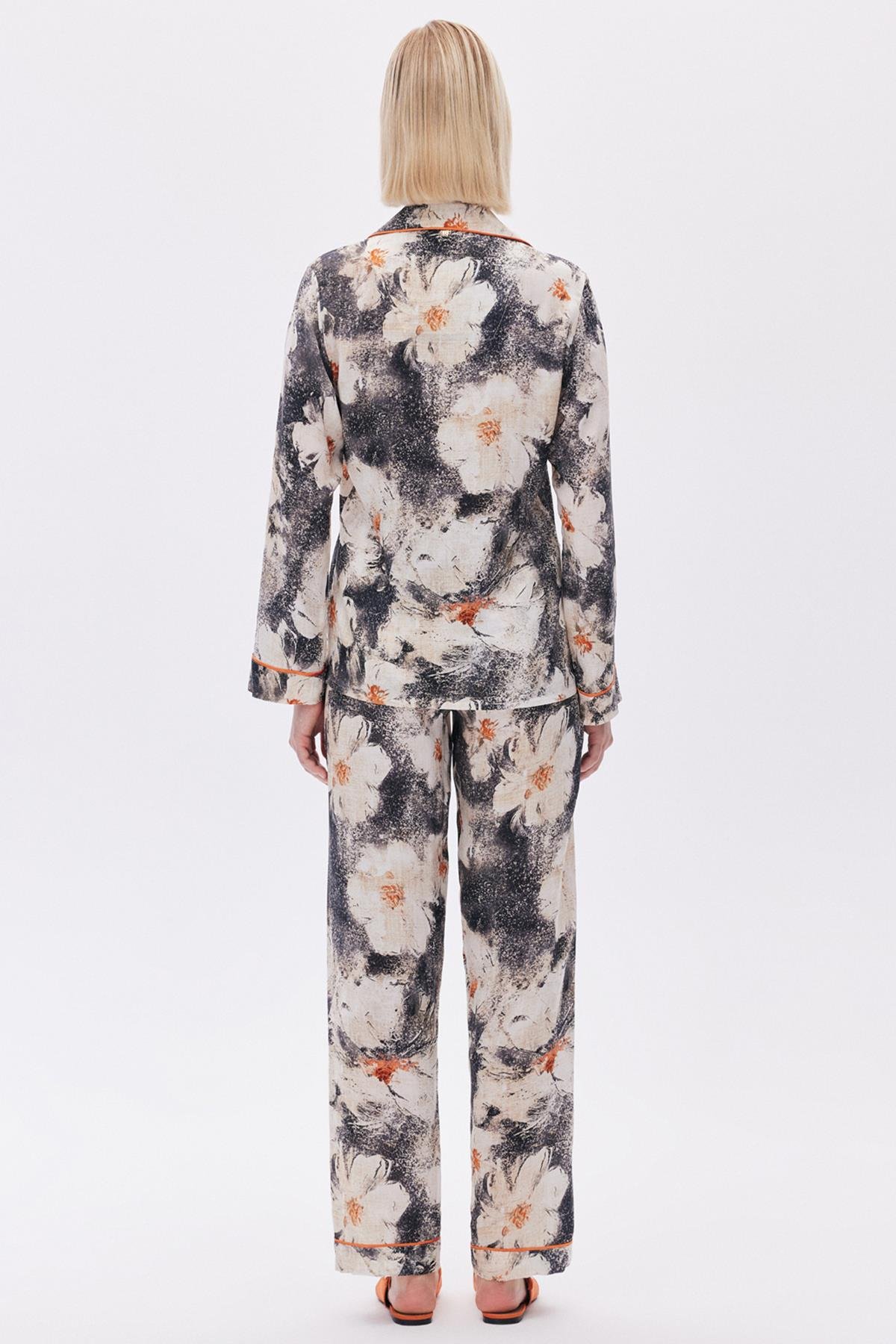 Elly Desenli Viskon Uzun Pijama Takımı