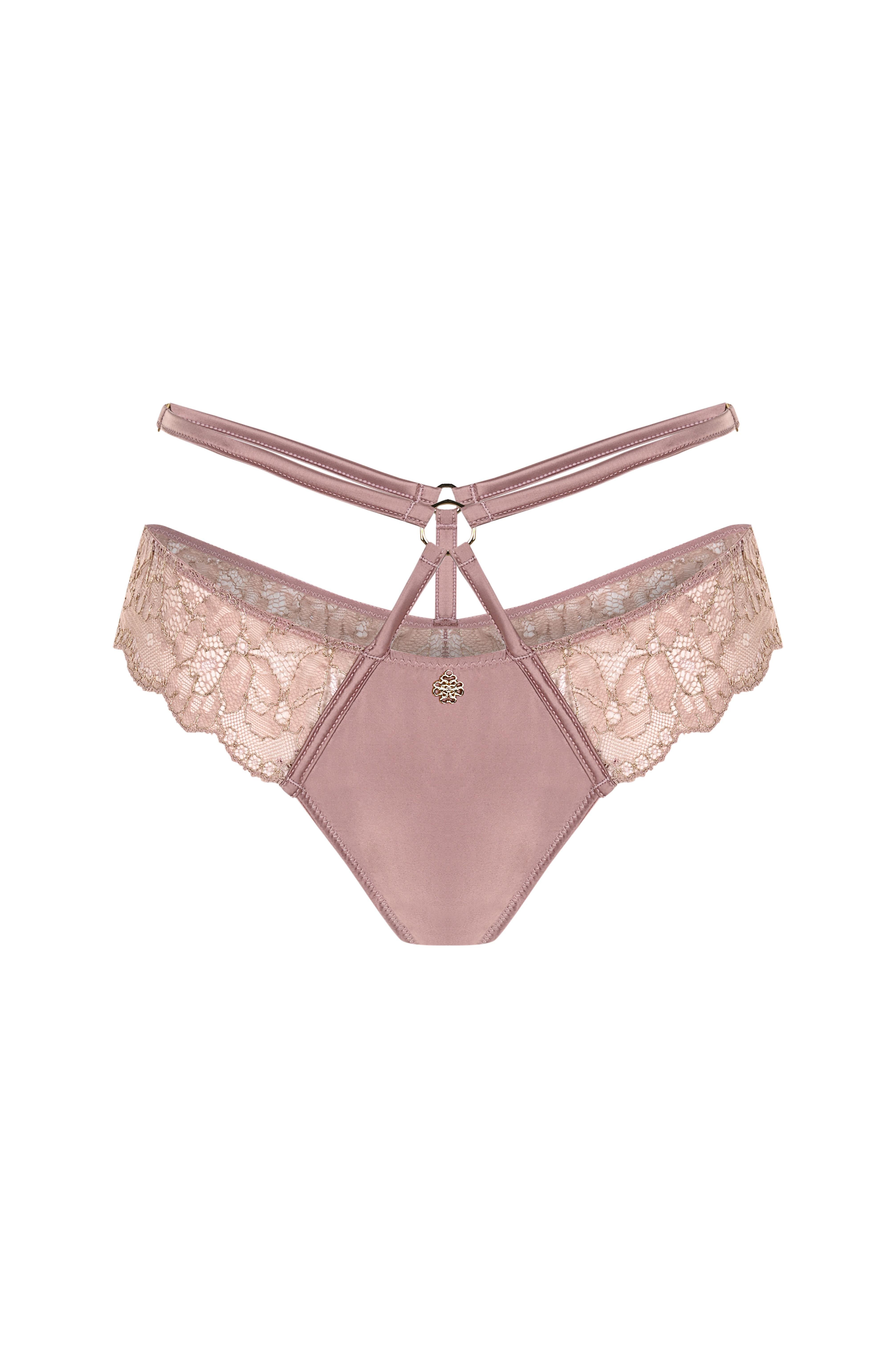 Karlotta Gül Kurusu Saten Dantelli Kemer detaylı Tanga