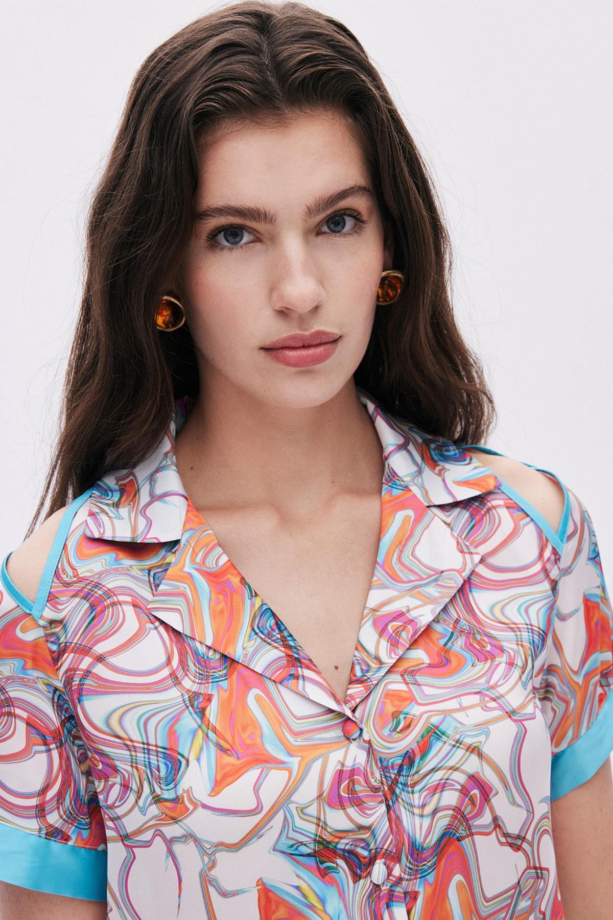 Leyiza Desenli Kısa Saten Pijama Takımı