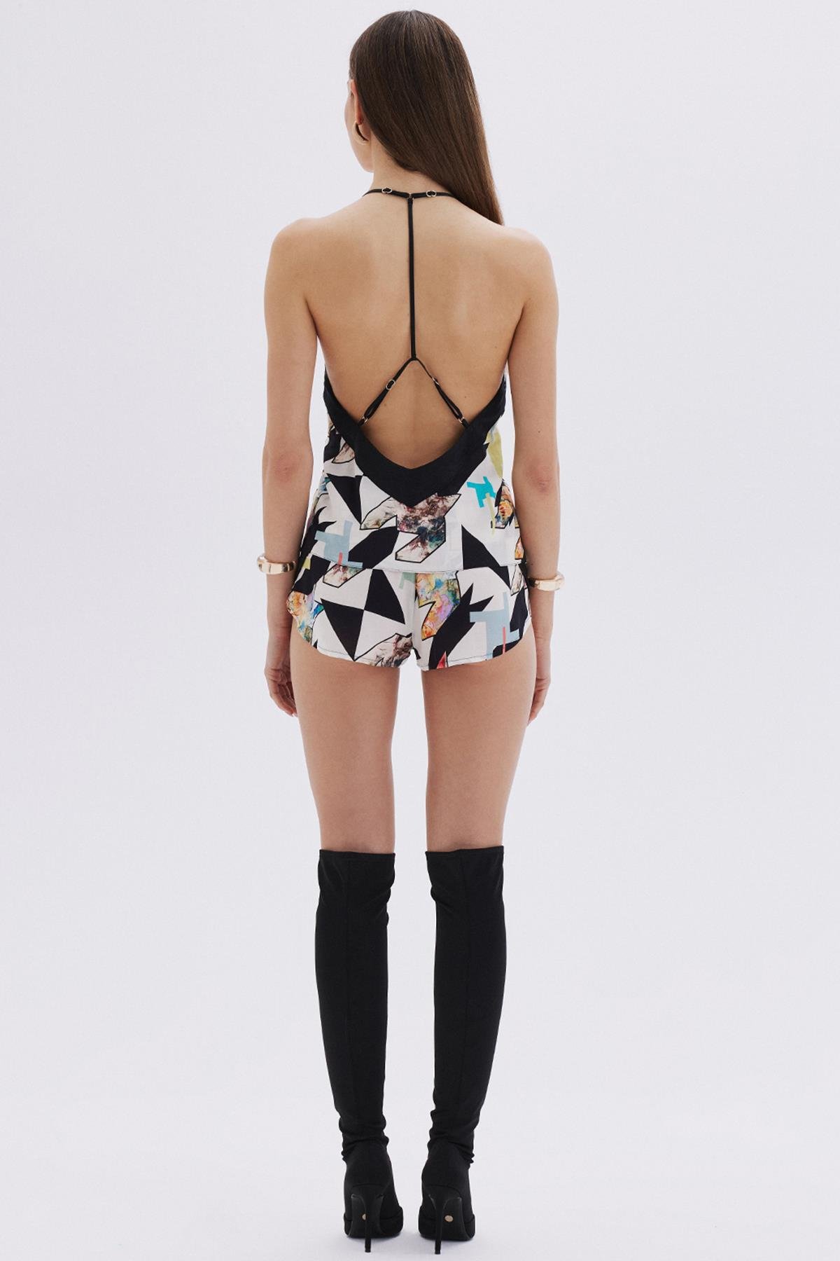 Mixte Saten Detaylı Viskon Askılı Kısa Pijama Takımı