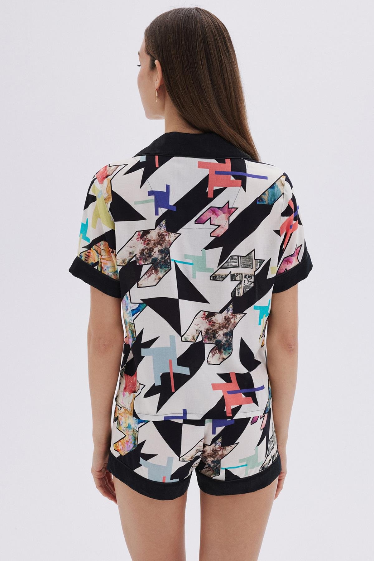 Mixte Saten Detaylı Viskon Uzun Pijama Takımı