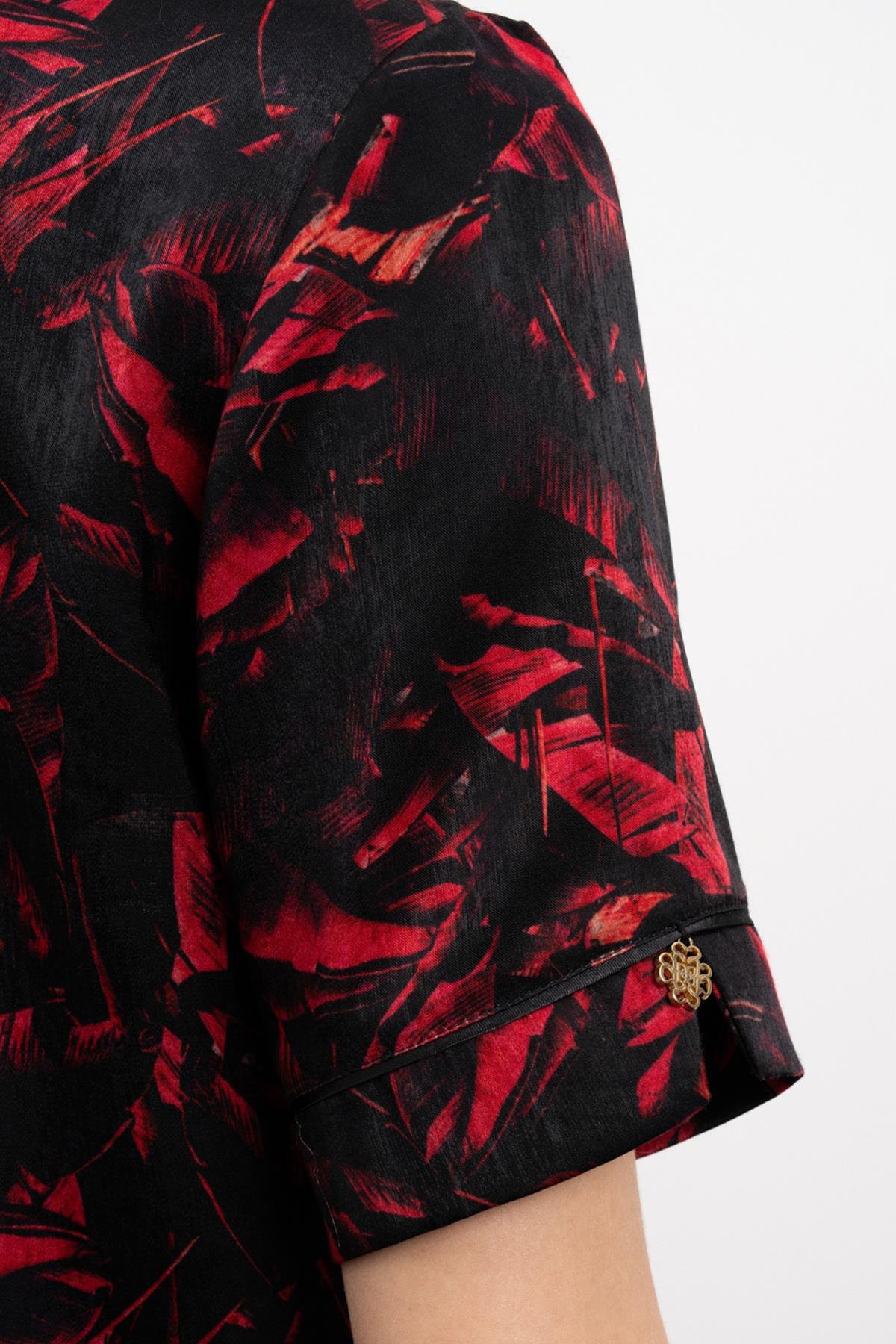 Nissa Patterned Satin Short Pajama Set